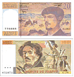 France banknotes in francs